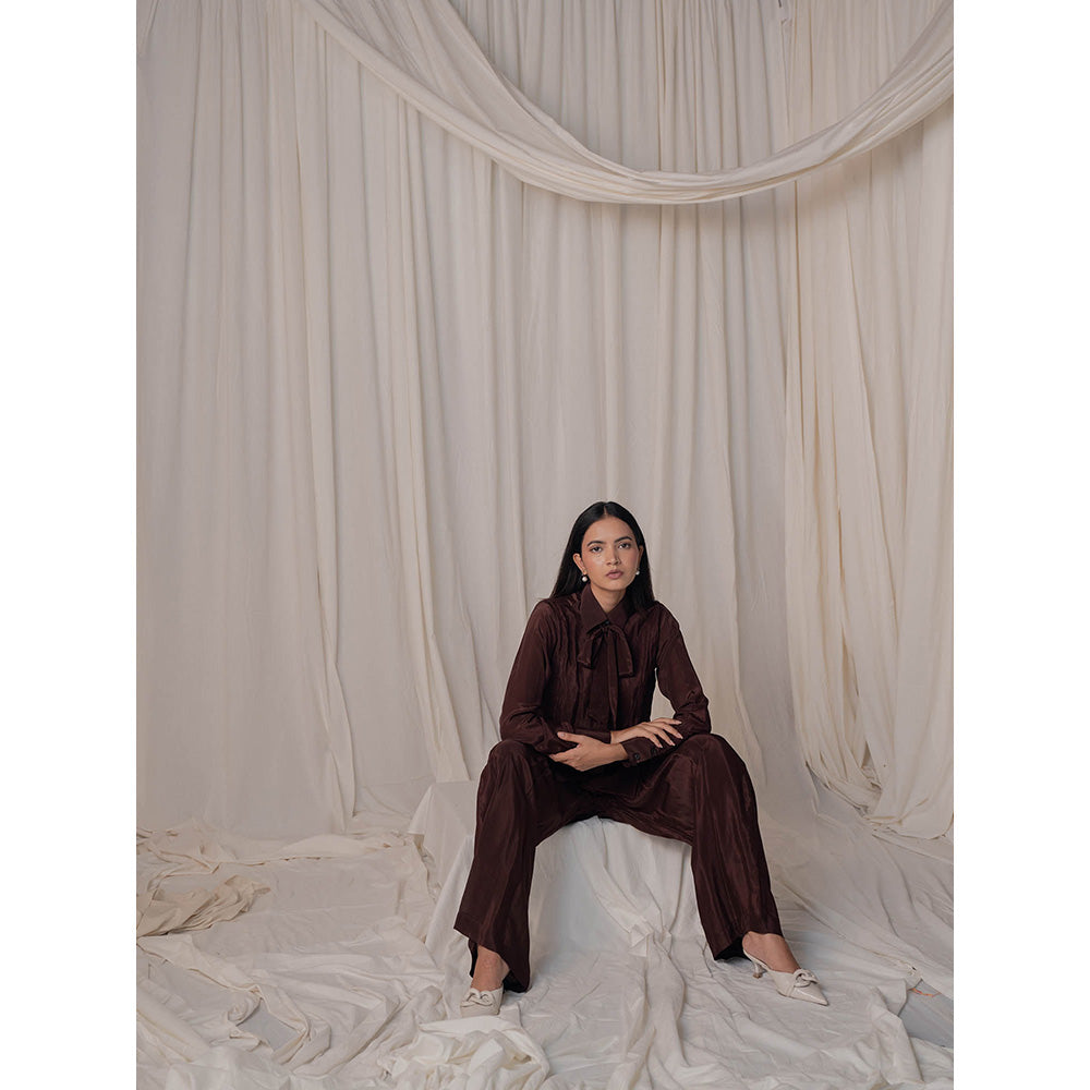 The Burnt Toast Brown Pleated Co-Ord (Set of 2)