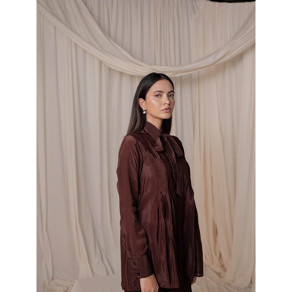 The Burnt Toast Brown Pleated Co-Ord (Set of 2)