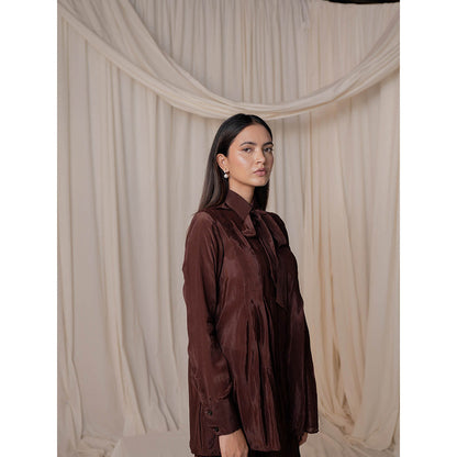 The Burnt Toast Brown Pleated Co-Ord (Set of 2)