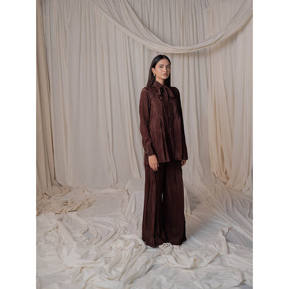 The Burnt Toast Brown Pleated Co-Ord (Set of 2)