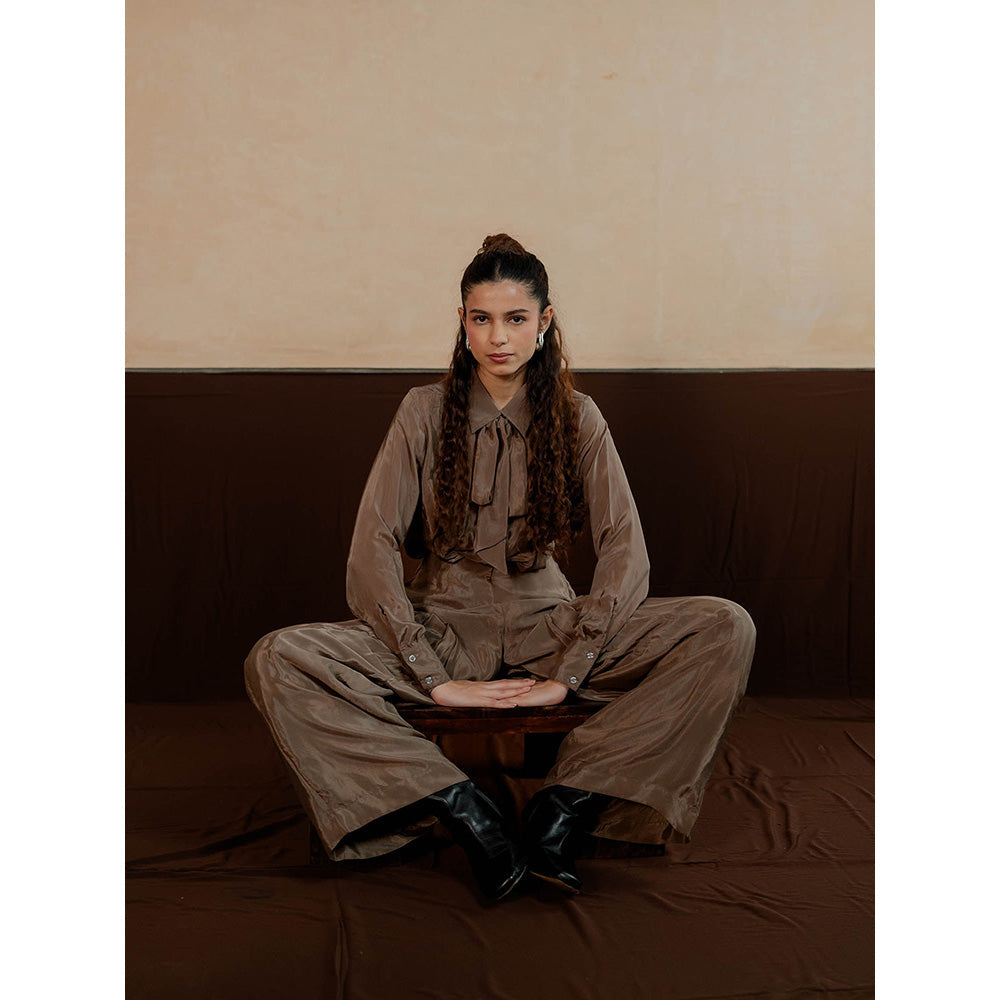 The Burnt Toast Brown Pleated Co-Ord (Set of 2)