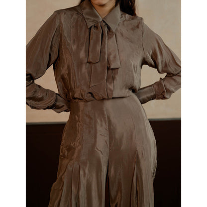 The Burnt Toast Brown Pleated Co-Ord (Set of 2)