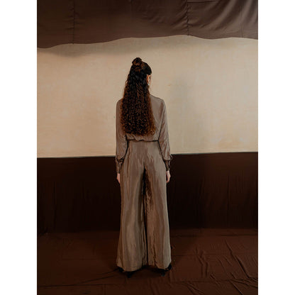 The Burnt Toast Brown Pleated Co-Ord (Set of 2)