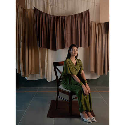 The Burnt Toast Olive Frill Sleeve Shirt