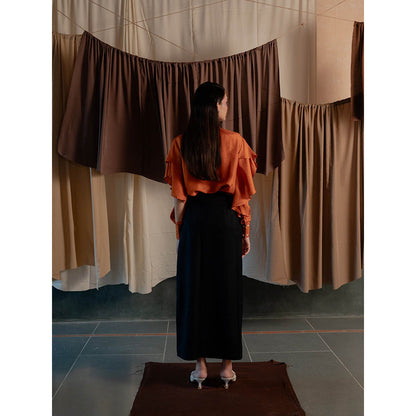 The Burnt Toast Orange Frill Sleeve Shirt