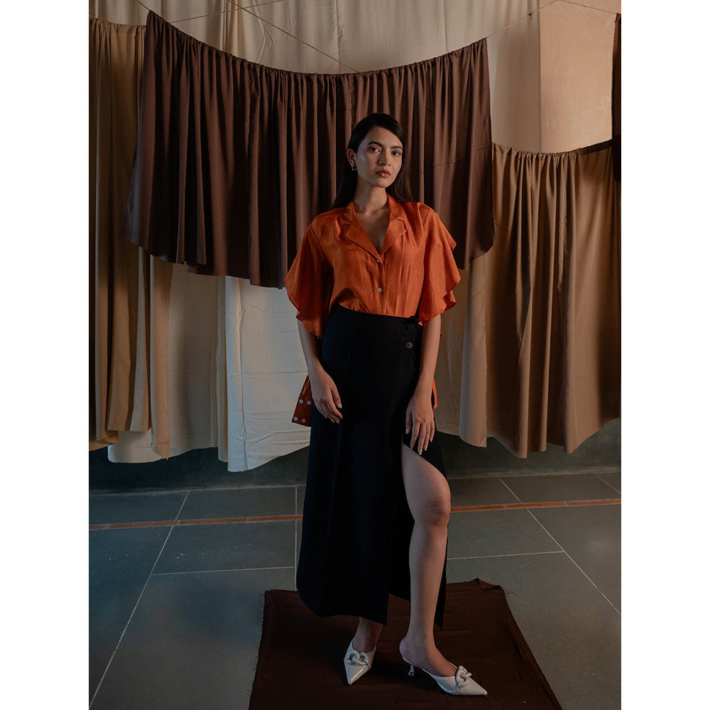 The Burnt Toast Orange Frill Sleeve Shirt