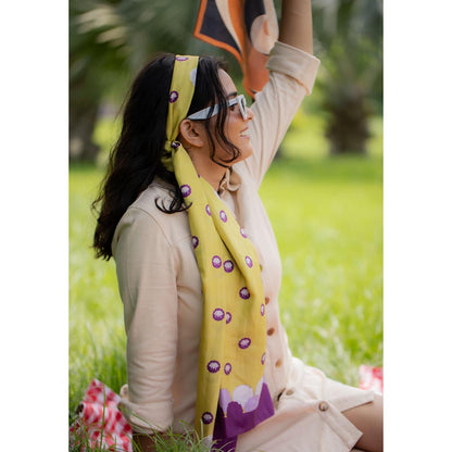 Thee Modern Roots Women The Lotus Pond Silk Stole Mustard