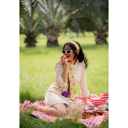 Thee Modern Roots Women The Lotus Pond Silk Stole Mustard