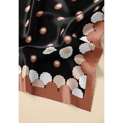 Thee Modern Roots Women Lotus Lagoon Silk Stole Black