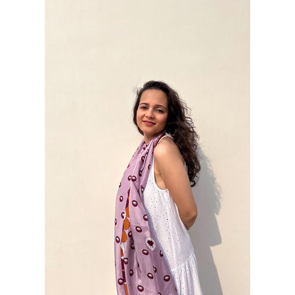 Thee Modern Roots Women Lotus Drift Silk Stole Mauve