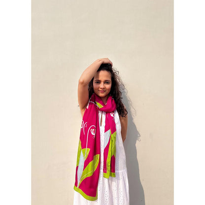 Thee Modern Roots Women Magic of Paradise Silk Stole Pink