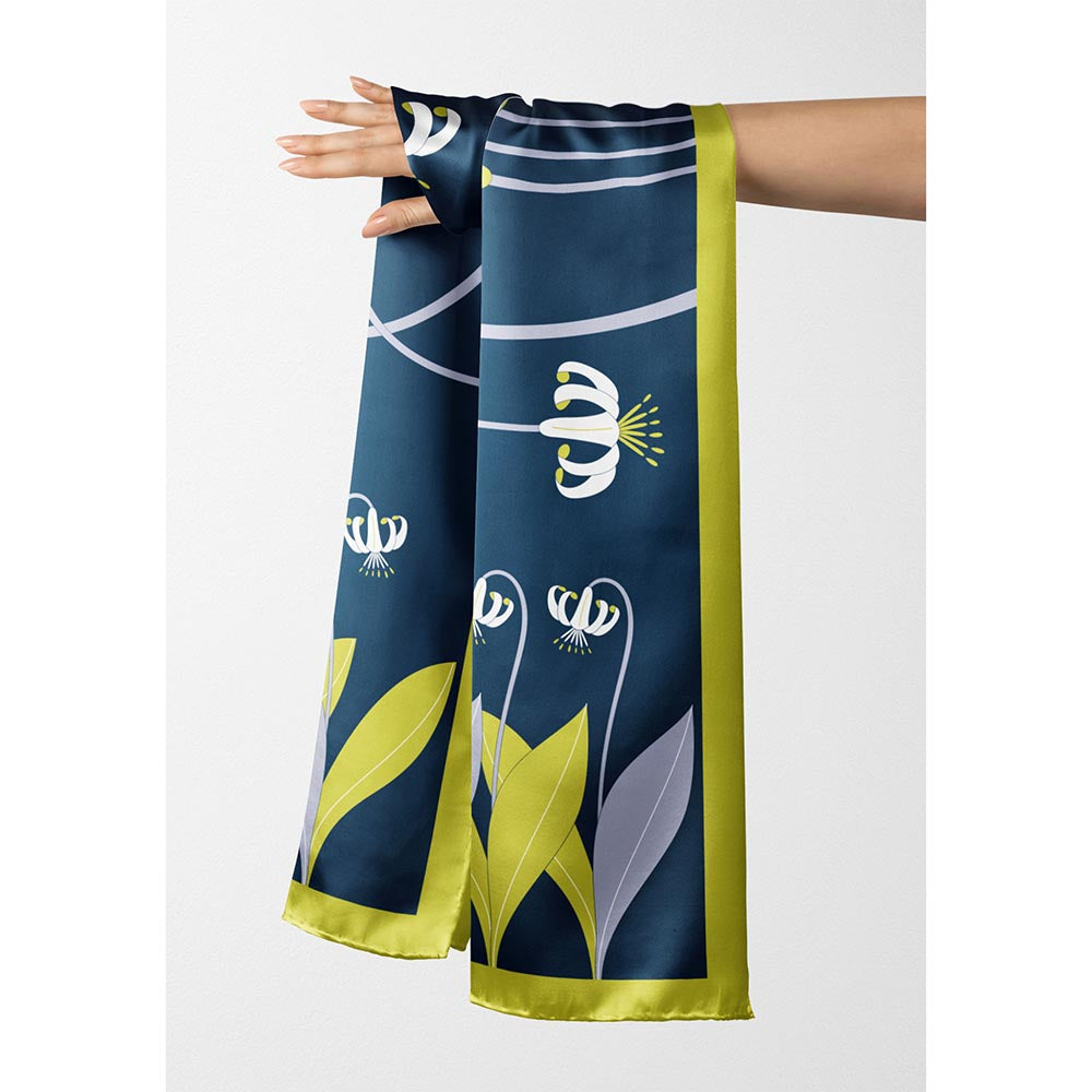 Thee Modern Roots Women Tropical Bliss Silk Stole Navy Blue