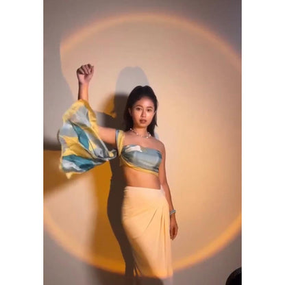 Thee Modern Roots Women Fantasy Floral Silk Stole Blue