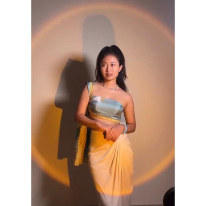 Thee Modern Roots Women Fantasy Floral Silk Stole Blue