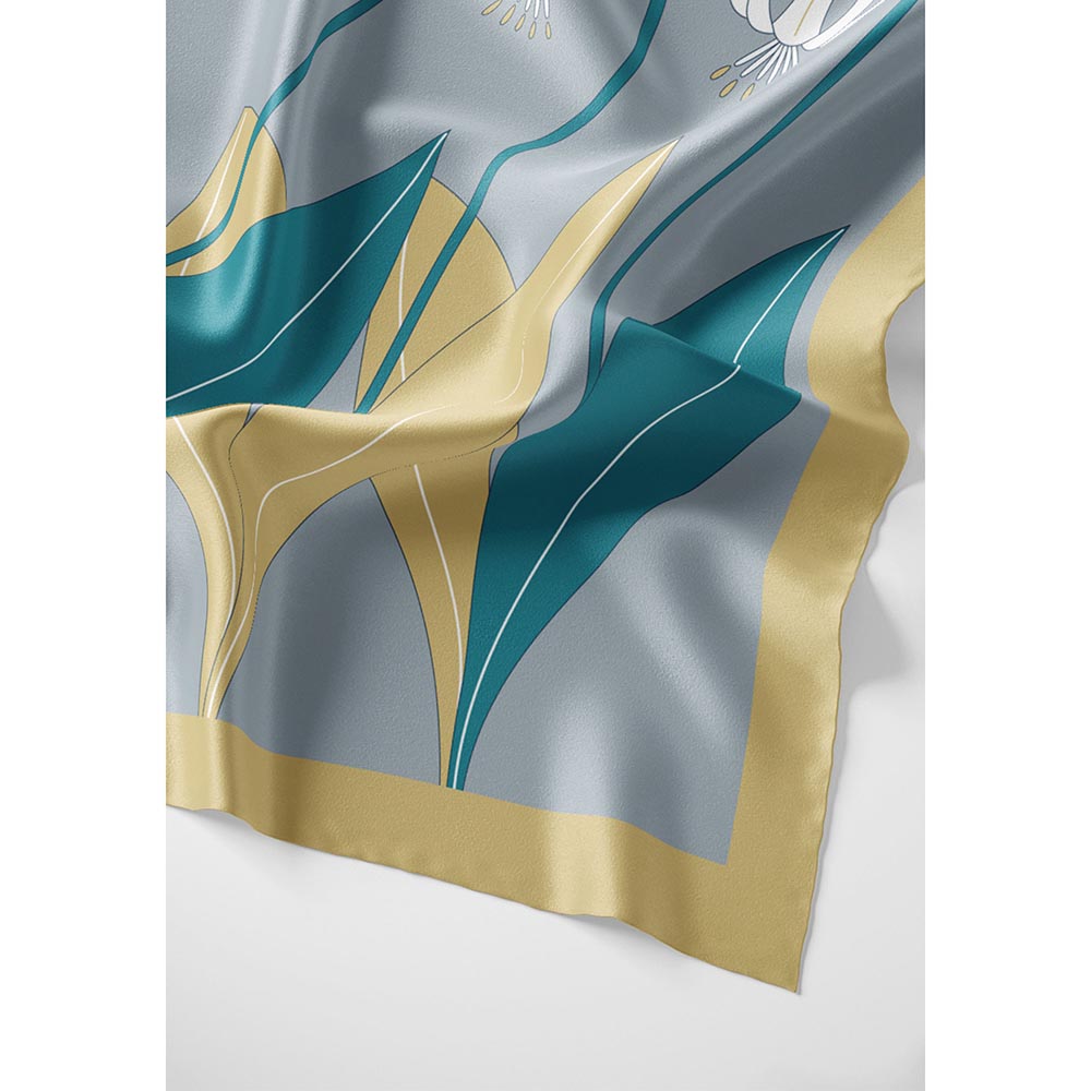 Thee Modern Roots Women Fantasy Floral Silk Stole Blue