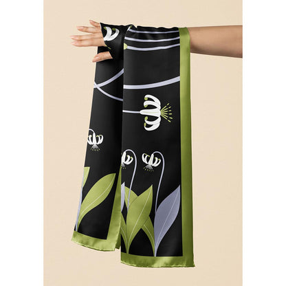 Thee Modern Roots Women Oceanic Blossom Silk Stole Black