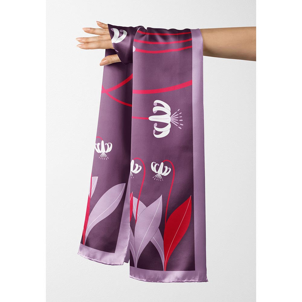 Thee Modern Roots Women Floral Whirlwind Silk Stole Purple