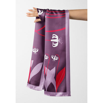 Thee Modern Roots Women Floral Whirlwind Silk Stole Purple