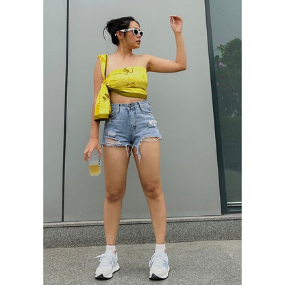 Thee Modern Roots Women Monkeying Around Silk Stole Yellow