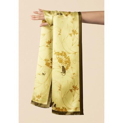 Thee Modern Roots Women Monkeying Around Silk Stole Yellow