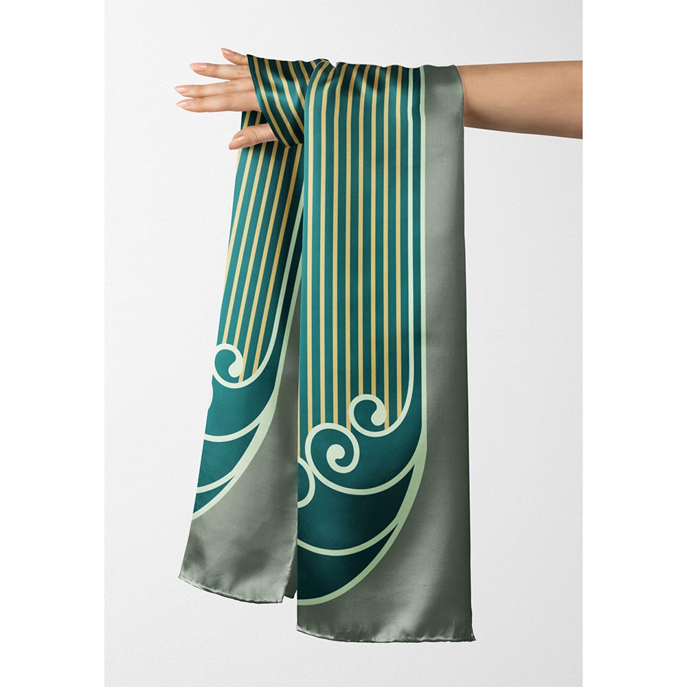 Thee Modern Roots Women Striped Symphony Silk Stole Green