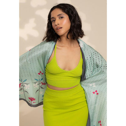 Thee Modern Roots Women Whispers of Spring Silk Stole Green