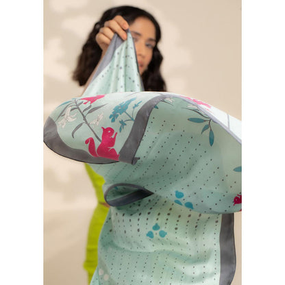 Thee Modern Roots Women Whispers of Spring Silk Stole Green