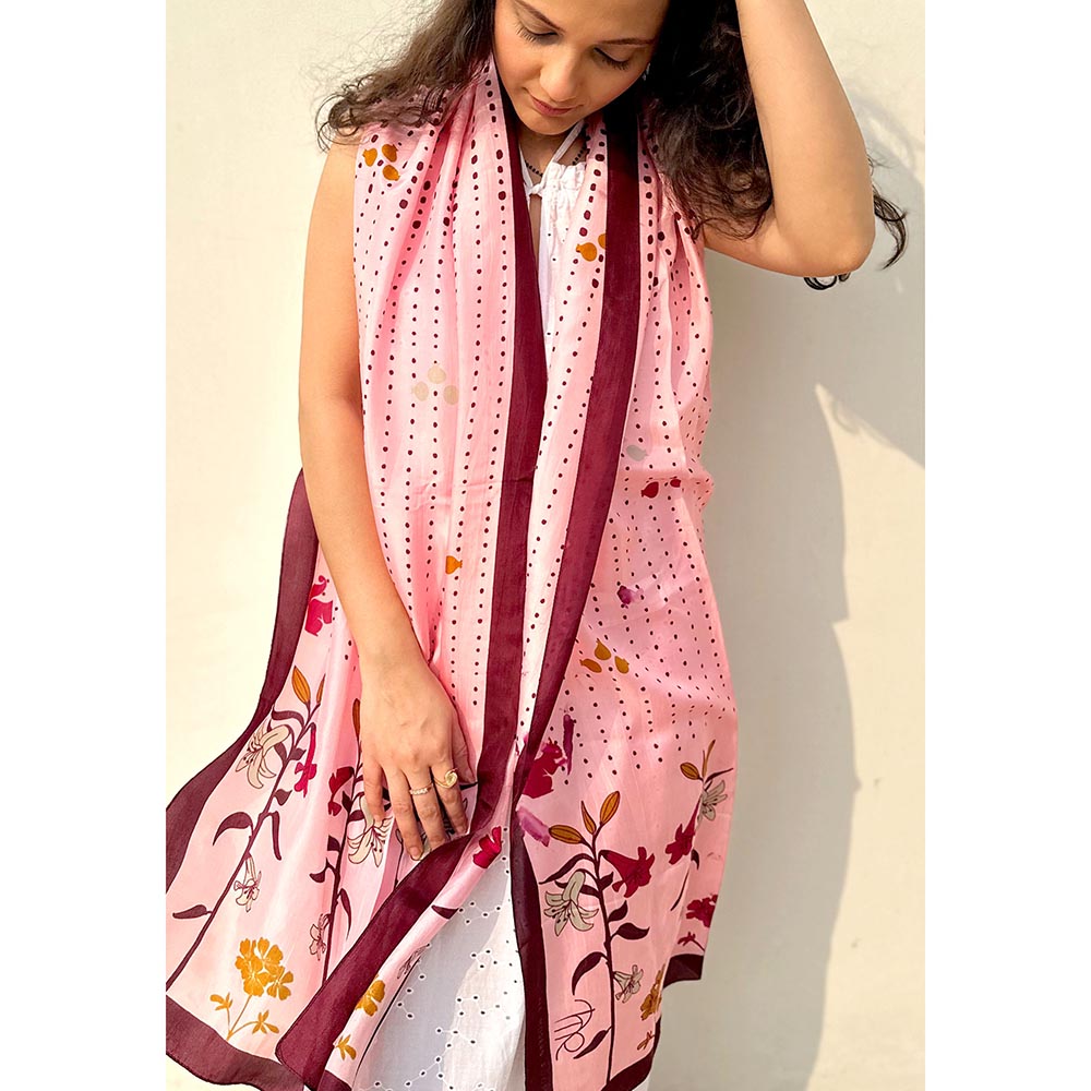 Thee Modern Roots Women Springtime Silk Stole Pink
