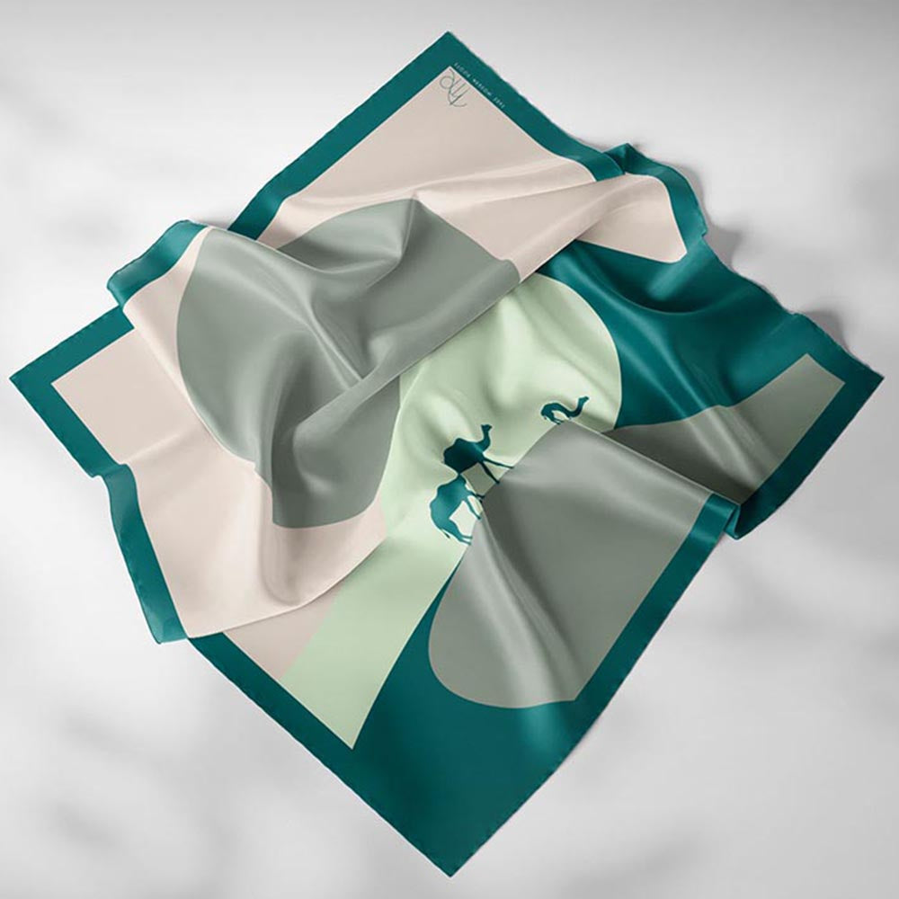 Thee Modern Roots Women Desert Safari Silk Scarf Green