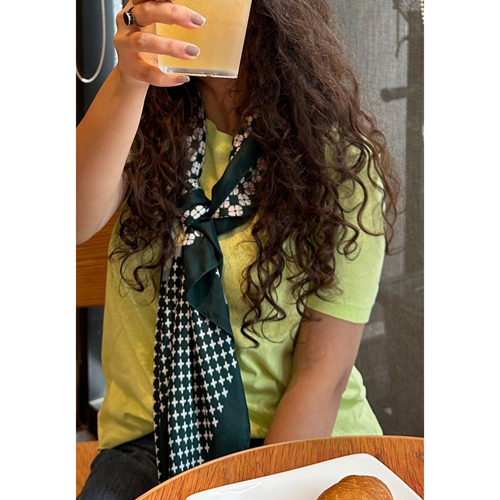 Thee Modern Roots Women Unveiling Artistry Silk Scarf Green