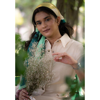 Thee Modern Roots Women Green Mirage Silk Scarf