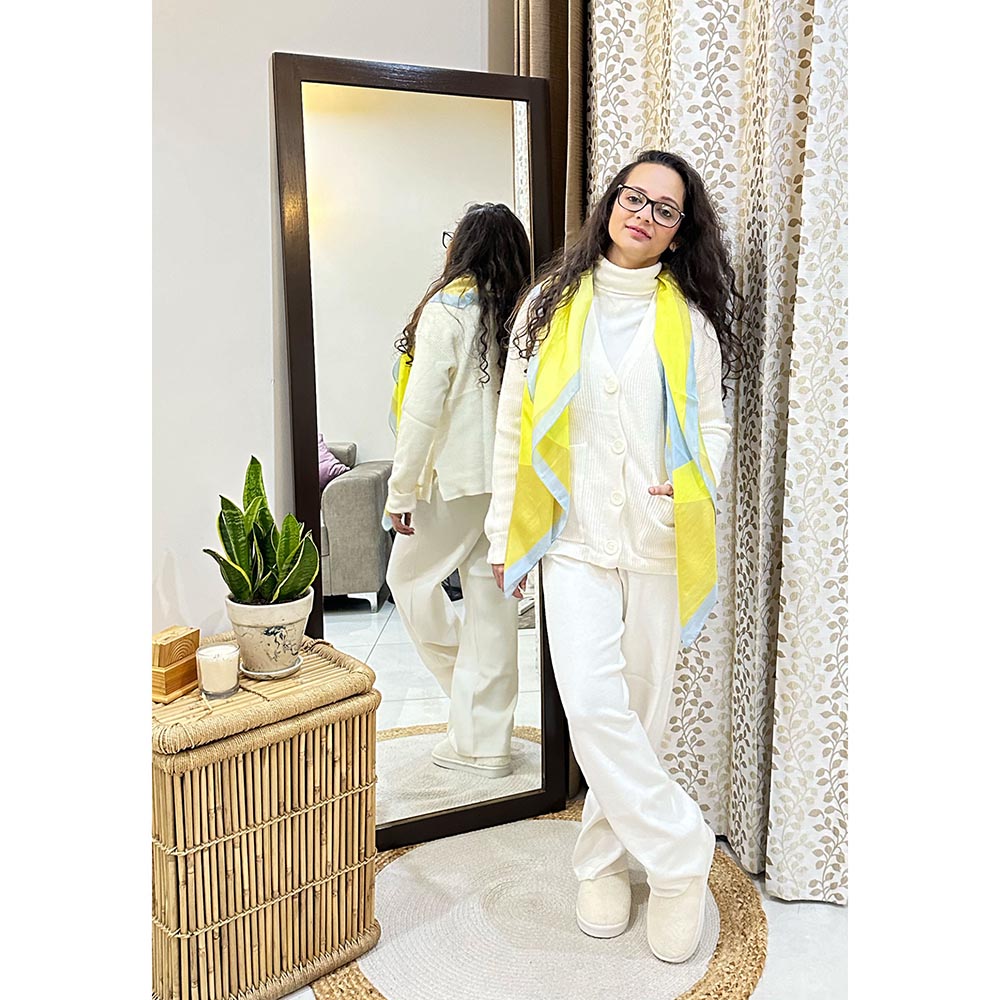 Thee Modern Roots Women Cosmic Wonders Silk Scarf Yellow