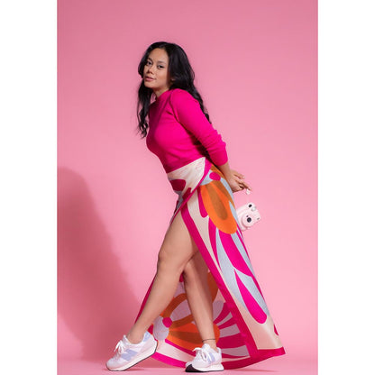 Thee Modern Roots Women Fluttering Flips Silk Scarf Pink