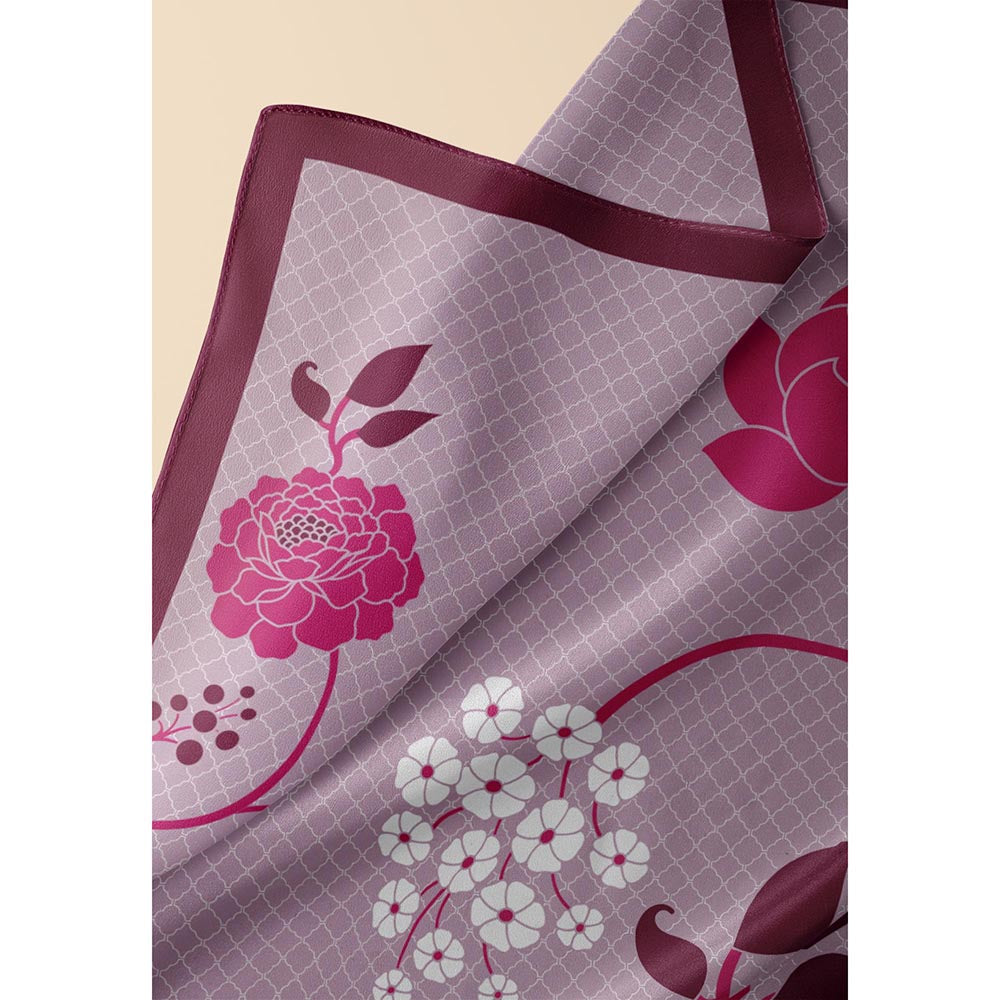 Thee Modern Roots Mauve Mughal Garden Silk Dupatta