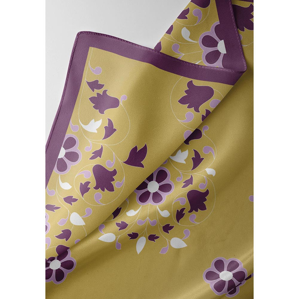 Thee Modern Roots Mustard Floral Cascade Silk Dupatta