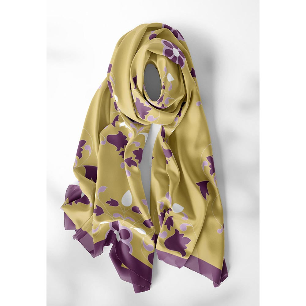 Thee Modern Roots Mustard Floral Cascade Silk Dupatta