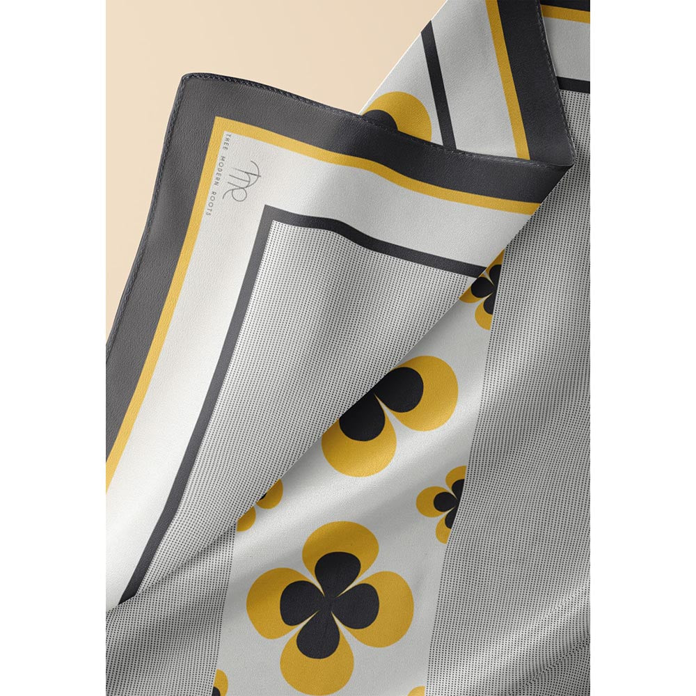 Thee Modern Roots Grey Retro Romance Silk Dupatta