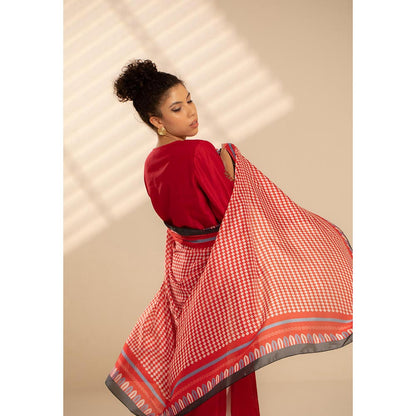 Thee Modern Roots Red Jeweled Mirage Silk Dupatta