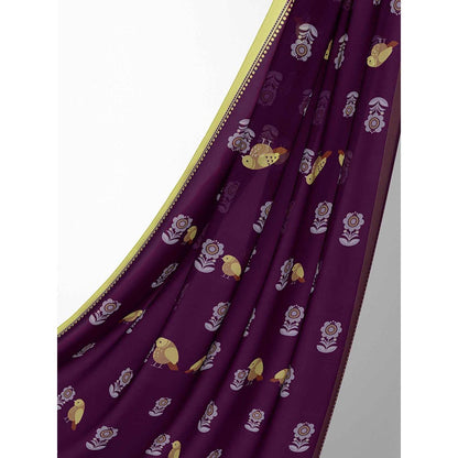 Thee Modern Roots Fluttering Beauty Printed Crepe Saree with Unstitched Blouse