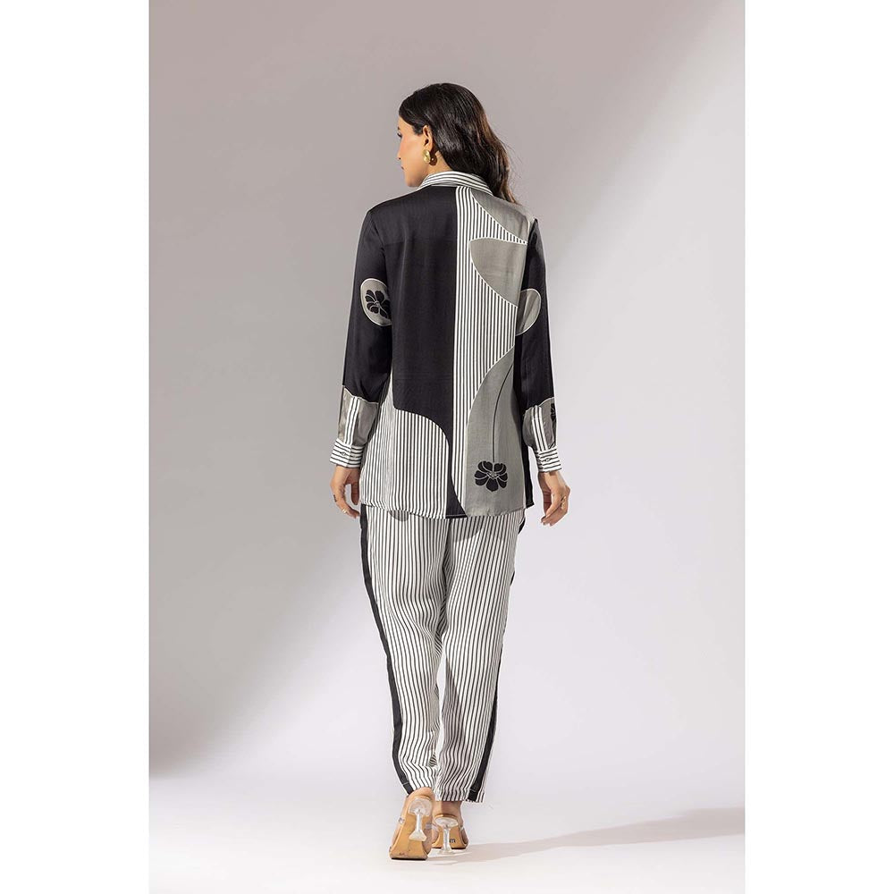 Thee Modern Roots Flower Drop Satin Silk Shirt