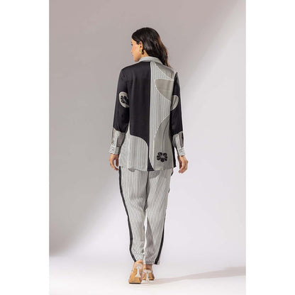 Thee Modern Roots Flower Drop Satin Silk Shirt