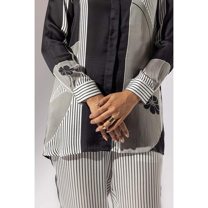 Thee Modern Roots Flower Drop Satin Silk Shirt