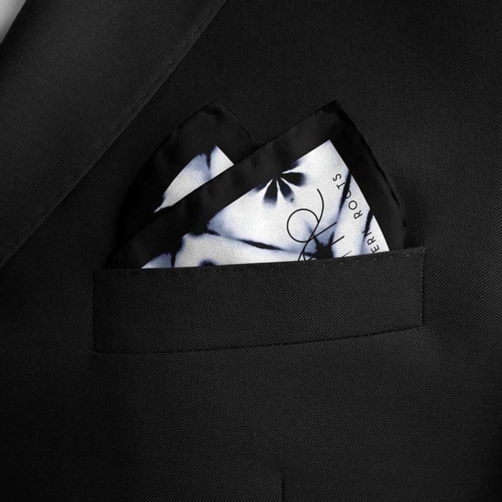 Thee Modern Roots Midnight Bloom Blitz Silk Pocket Square