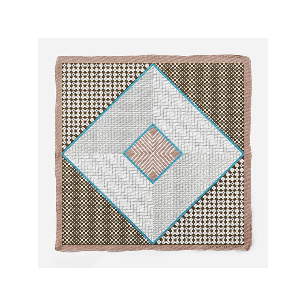 Thee Modern Roots Enigma In Brown Silk Pocket Square