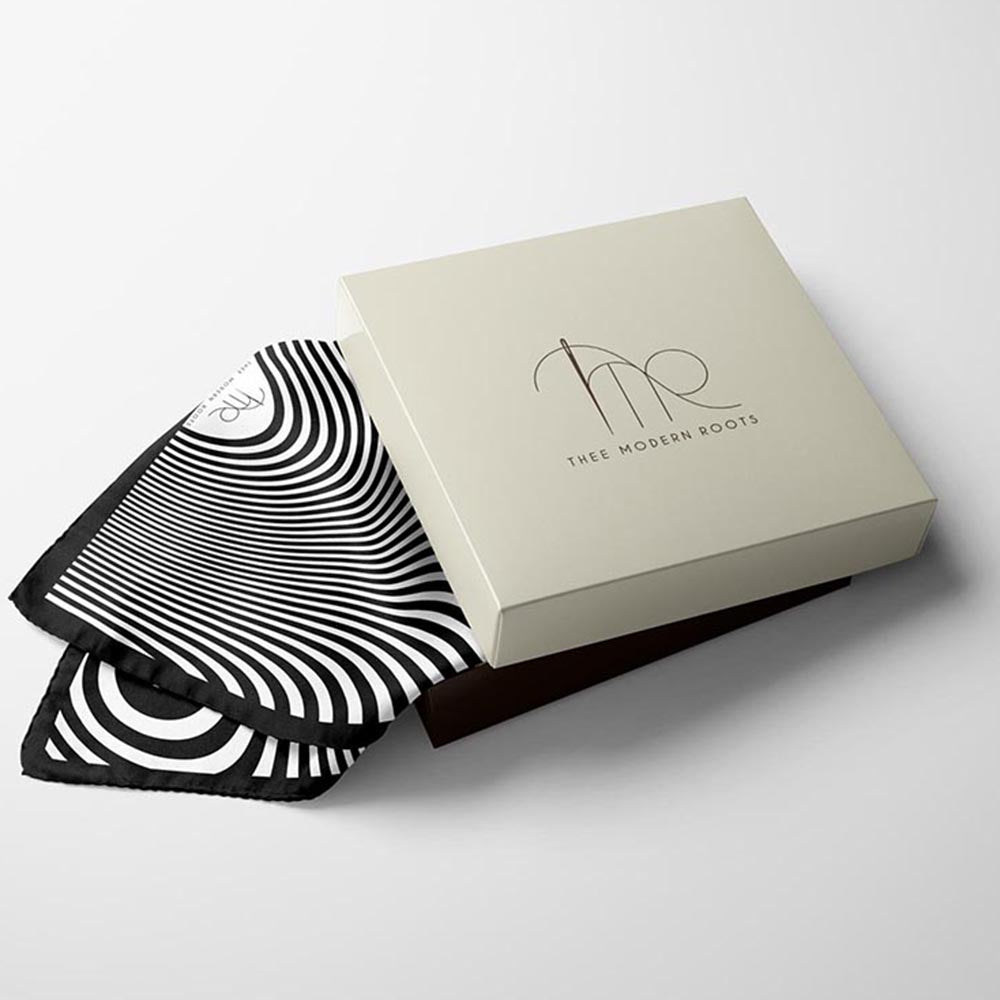 Thee Modern Roots Optical Art Silk Pocket Square