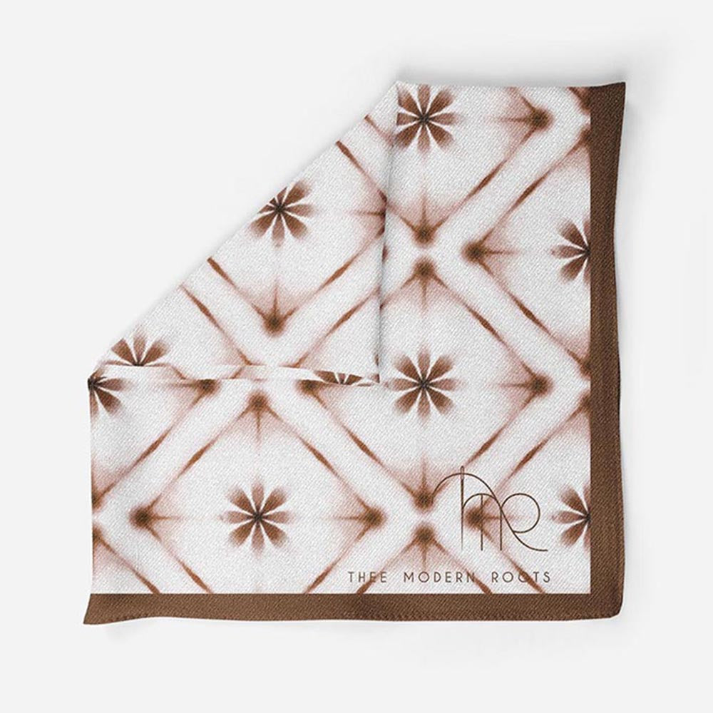 Thee Modern Roots Cocoa Cabana Silk Pocket Square