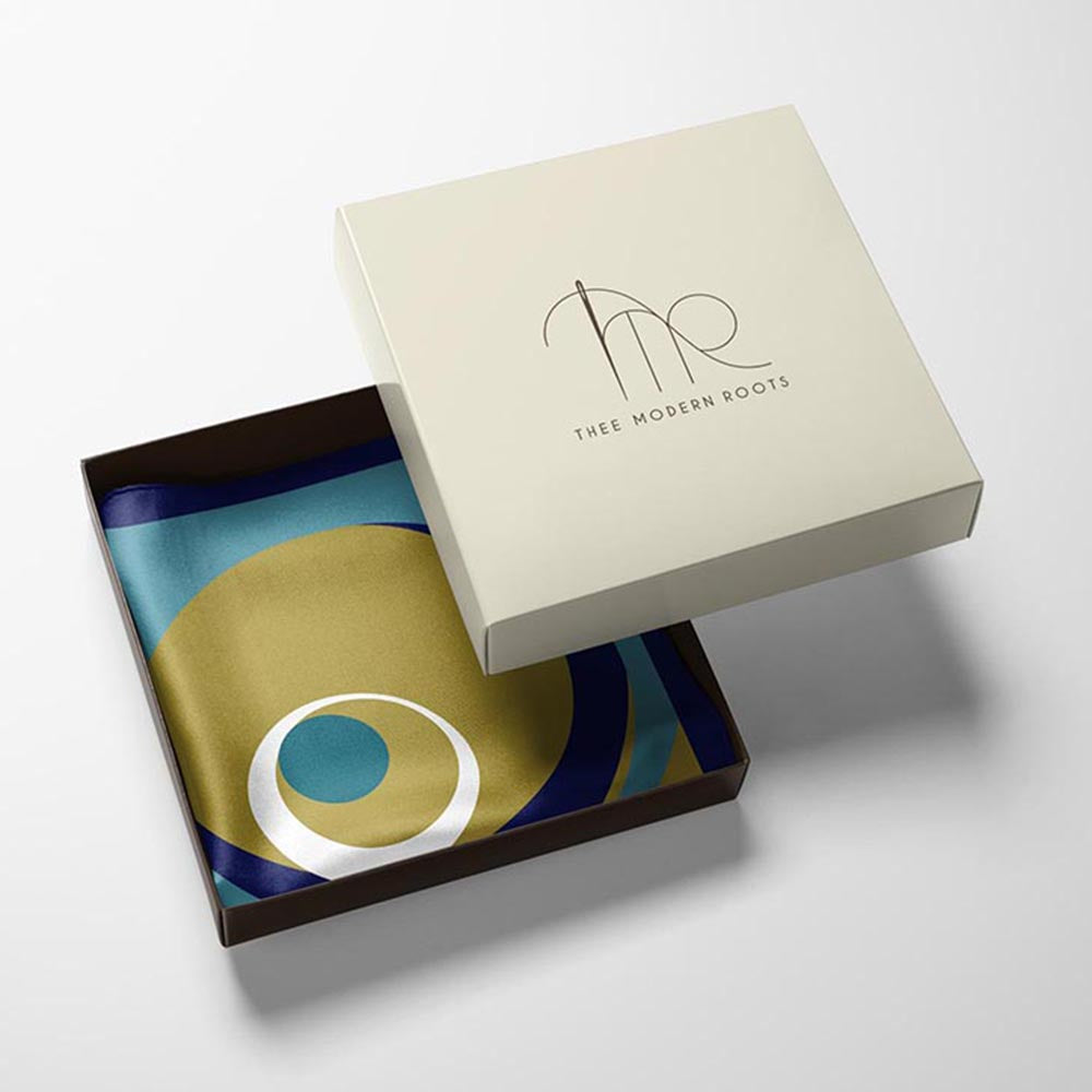 Thee Modern Roots Circular Impressions Silk Pocket Square
