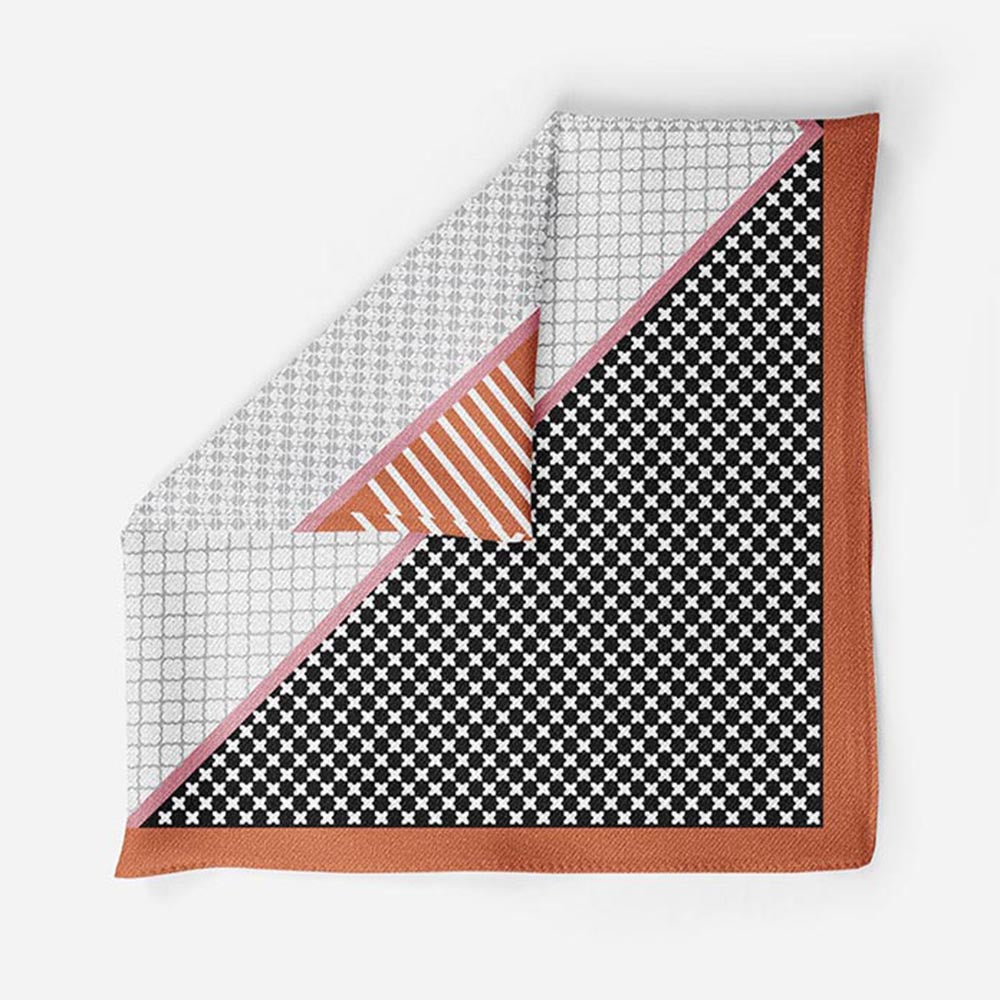 Thee Modern Roots Optical Illusion Silk Pocket Square