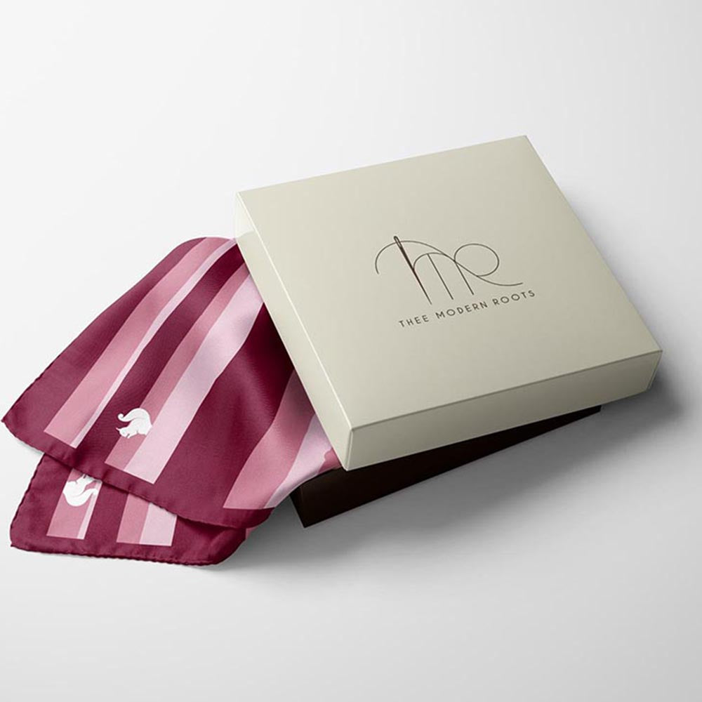 Thee Modern Roots Squirrelly Stripes Silk Pocket Square