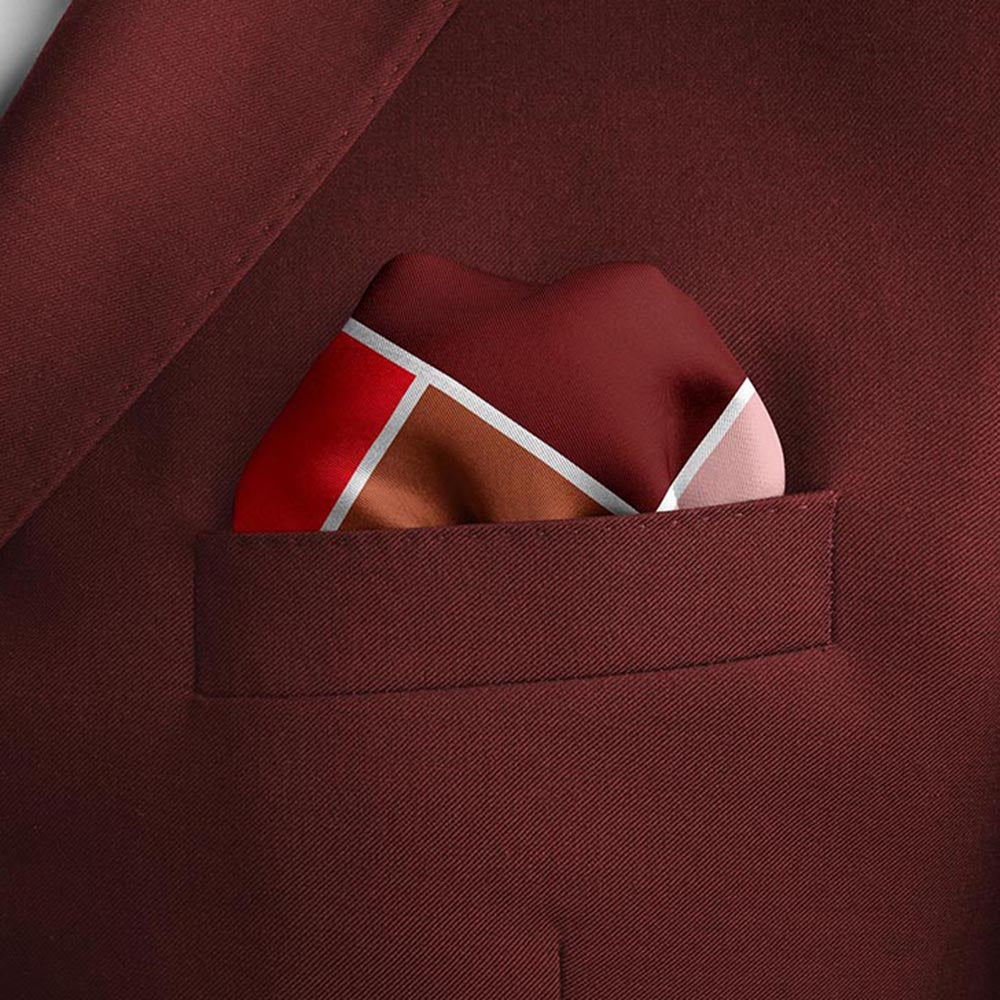 Thee Modern Roots Crimson Mosaic Silk Pocket Square